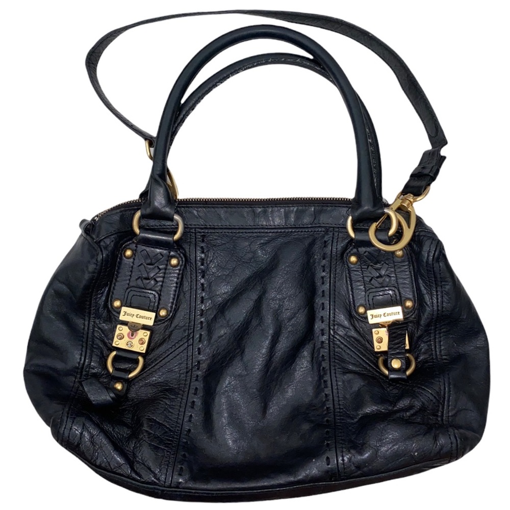 JUICY COUTURE Vintage Black Leather Satchel Purse